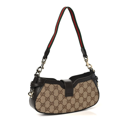 Gucci Calfskin Monogram Mini Moon Side Shoulder Bag Brown 3 of 9