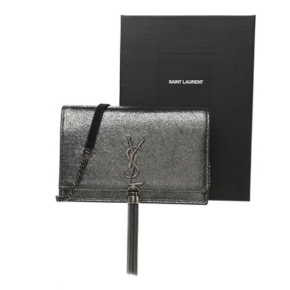Saint Laurent Metallic Calfskin Classic Monogram Kate Tassel Chain Wallet Gun Metal 12 of 12