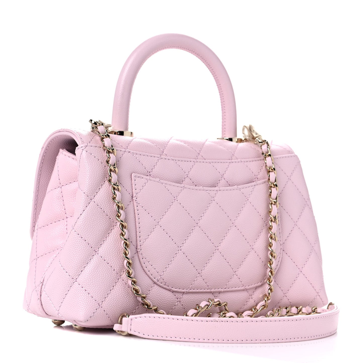 Caviar Quilted Mini Coco Handle Flap Light Pink