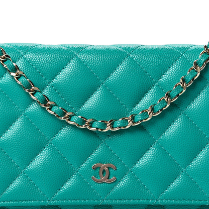Chanel Caviar Quilted Wallet On Chain WOC Turquoise 7 of 9