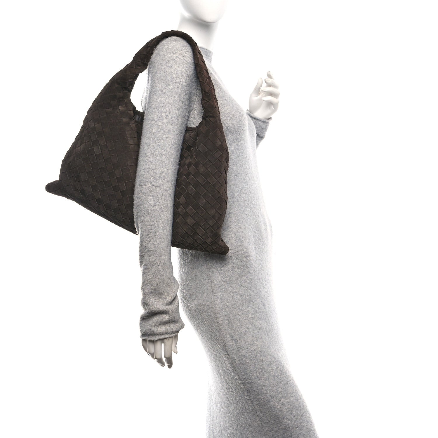 Bottega Veneta Suede Intrecciato Medium Hop Fondant 2 of 9