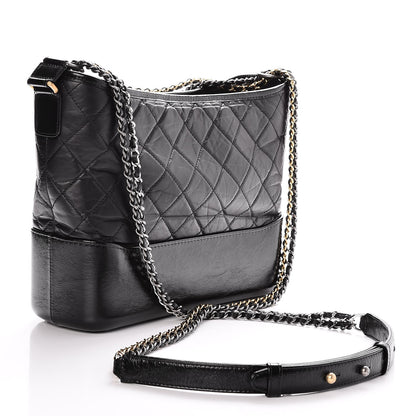 Chanel Aged Calfskin Quilted Medium Gabrielle Hobo Black 3 of 8