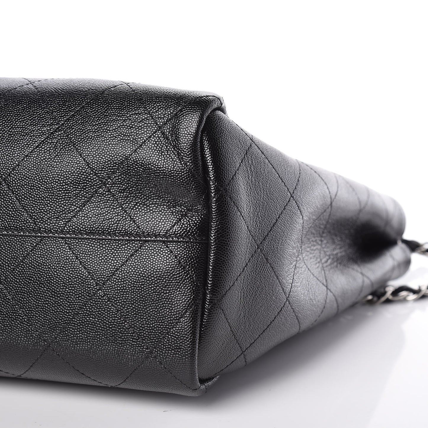 Caviar Stitched Large Shopping Tote Black