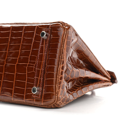 Hermes Shiny Niloticus Crocodile Birkin 25 Miel 11 of 11