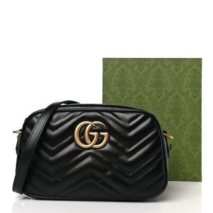 Gucci Calfskin Matelasse Small GG Marmont Chain Shoulder Bag Black 10 of 10