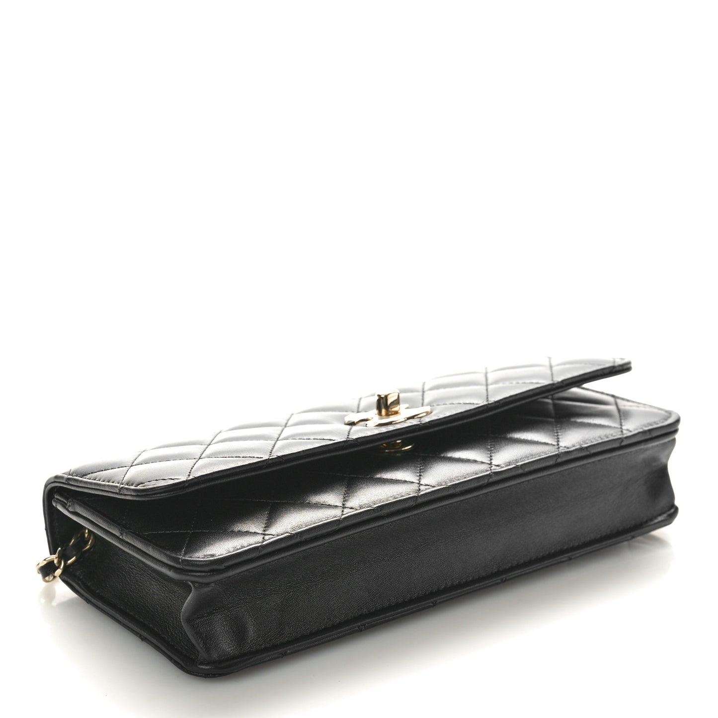 Lambskin Quilted Trendy CC Long Clutch With Chain Black