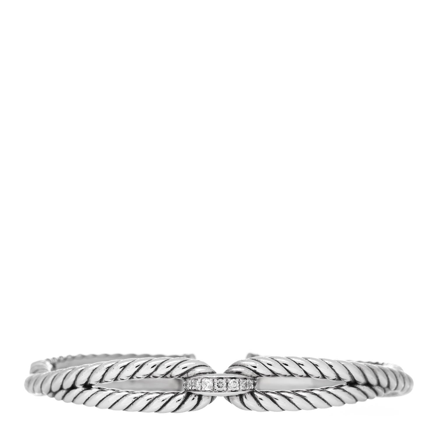 David Yurman Sterling Silver Diamond Cable Loop Bracelet 1 of 3
