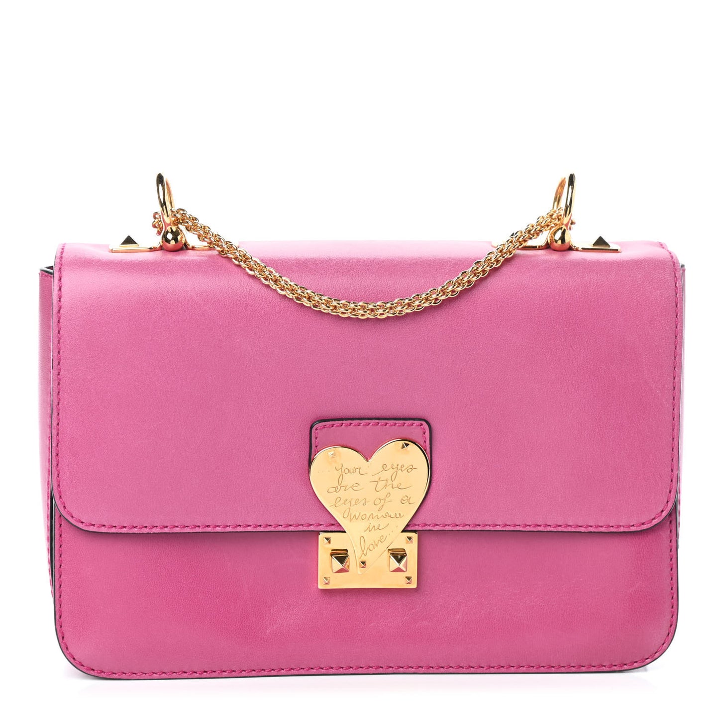 Shiny Nappa L'Amour Rockstud Shoulder Bag Fuxia