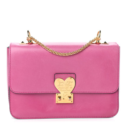 Valentino Garavani Shiny Nappa L'Amour Rockstud Shoulder Bag Fuxia 1 of 9