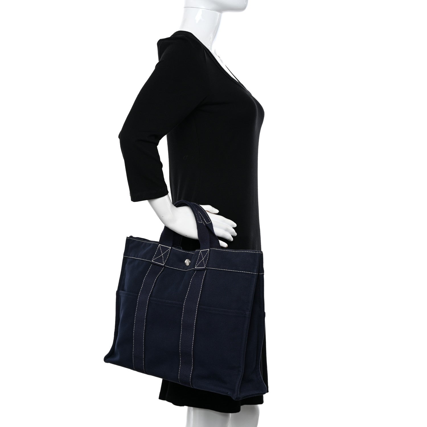 Hermes Canvas Fourre Tout MM Navy 2 of 10