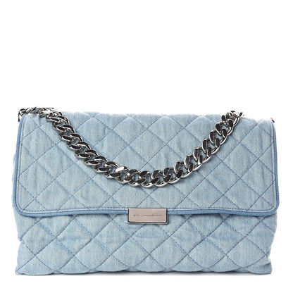 Stella McCartney Eco Denim Quilted Large Beckett Shoulder Bag Blue 1 of 9