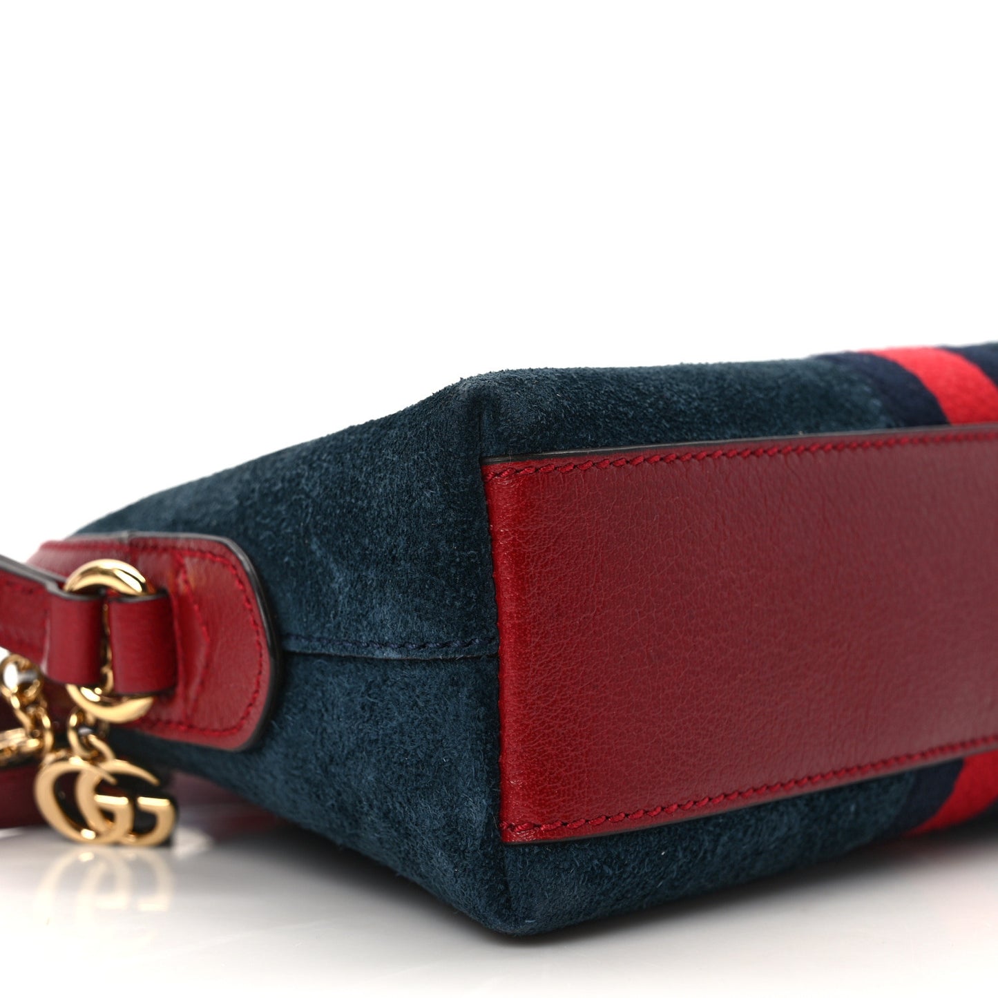 Suede Calfskin Web Small Ophidia Dome Shoulder Bag New Blue Romantic Cherry