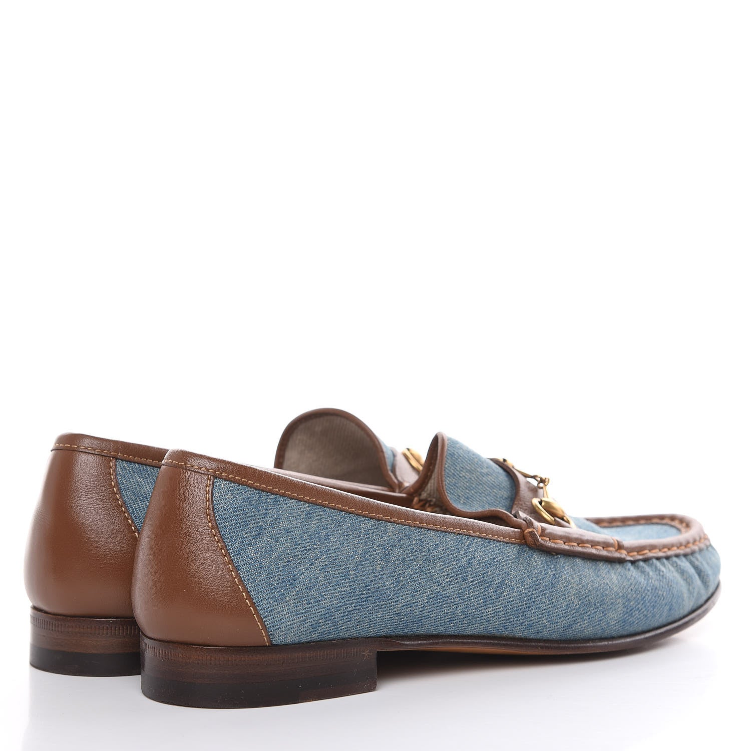 Gucci Denim Womens 1953 Horsebit Loafers 39 Brown Blue 4 of 8