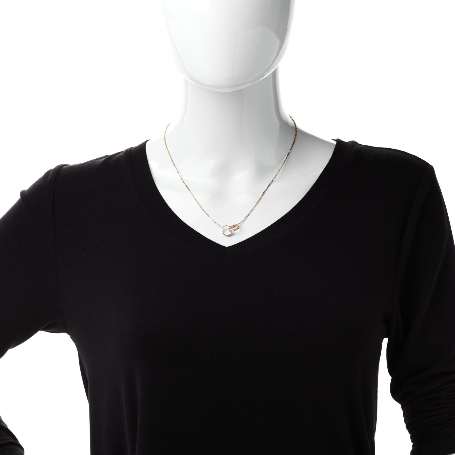 Cartier 18K Yellow Gold Diamond Interlocking LOVE Necklace 2 of 7