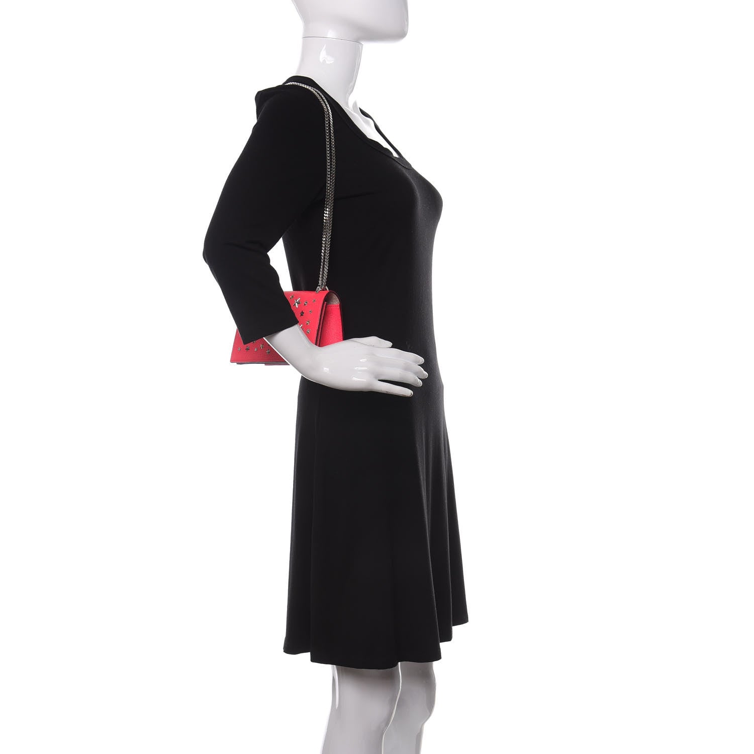 Jimmy Choo Calfskin Star Studded Floria Shocking Pink 2 of 9