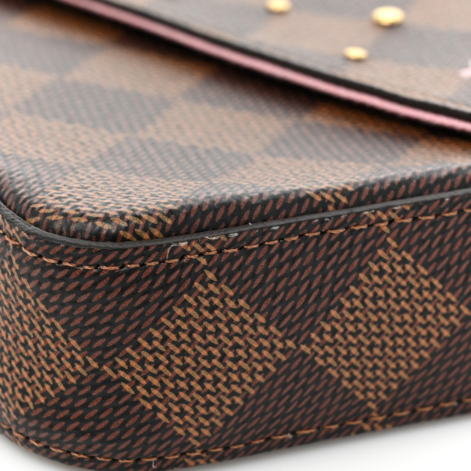 Louis Vuitton Damier Ebene Studded Pochette Felicie Chain Wallet 9 of 11