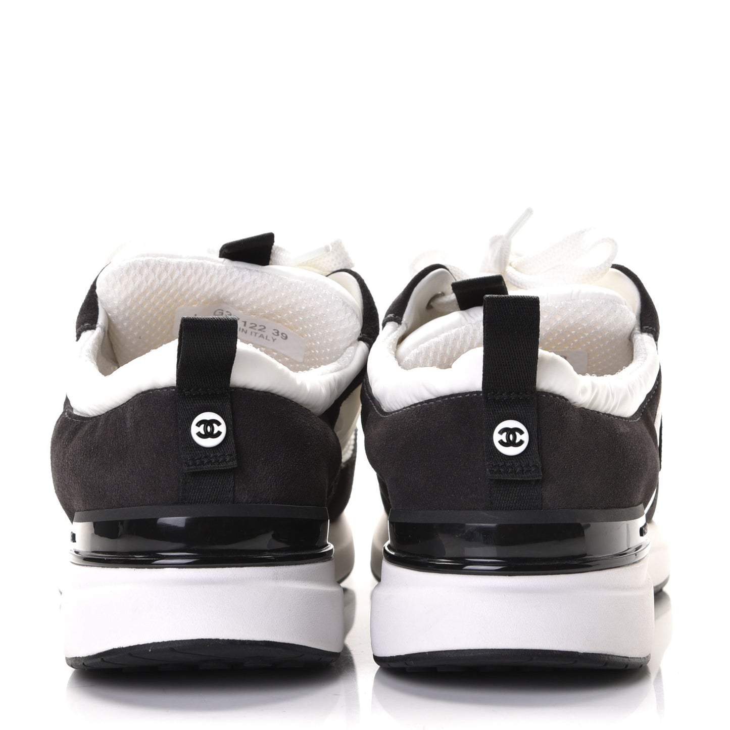 Nylon Suede Calfskin CC Sneakers 39 White Dark Grey