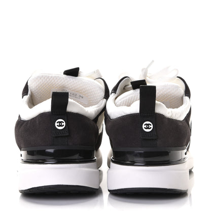 Chanel Nylon Suede Calfskin CC Sneakers 39 White Dark Grey 6 of 8