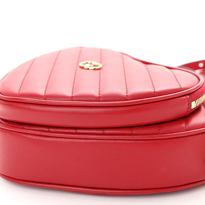 Gucci Calfskin Matelasse Diagonal Mini Interlocking G Heart Shoulder Bag Hibiscus Red 10 of 10