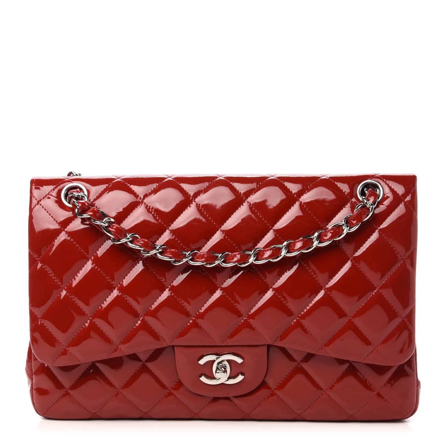 Patent Quilted Jumbo Double Flap Red