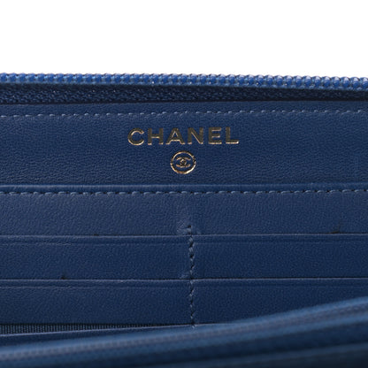 Chanel Lambskin Quilted Boy Zip Around Wallet Blue 6 of 10