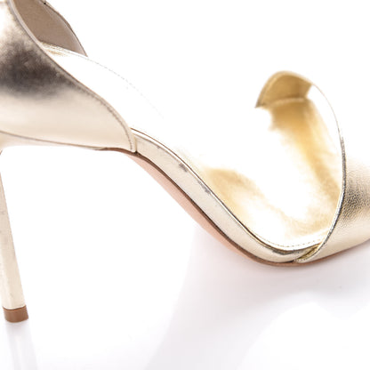 Saint Laurent Metallic Lambskin Amber Ankle Strap Sandals 35 Gold 13 of 20