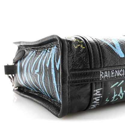 Balenciaga Agneau Arena Graffiti All Over XXS Bazar Shopper Tote Black Multicolor 8 of 9