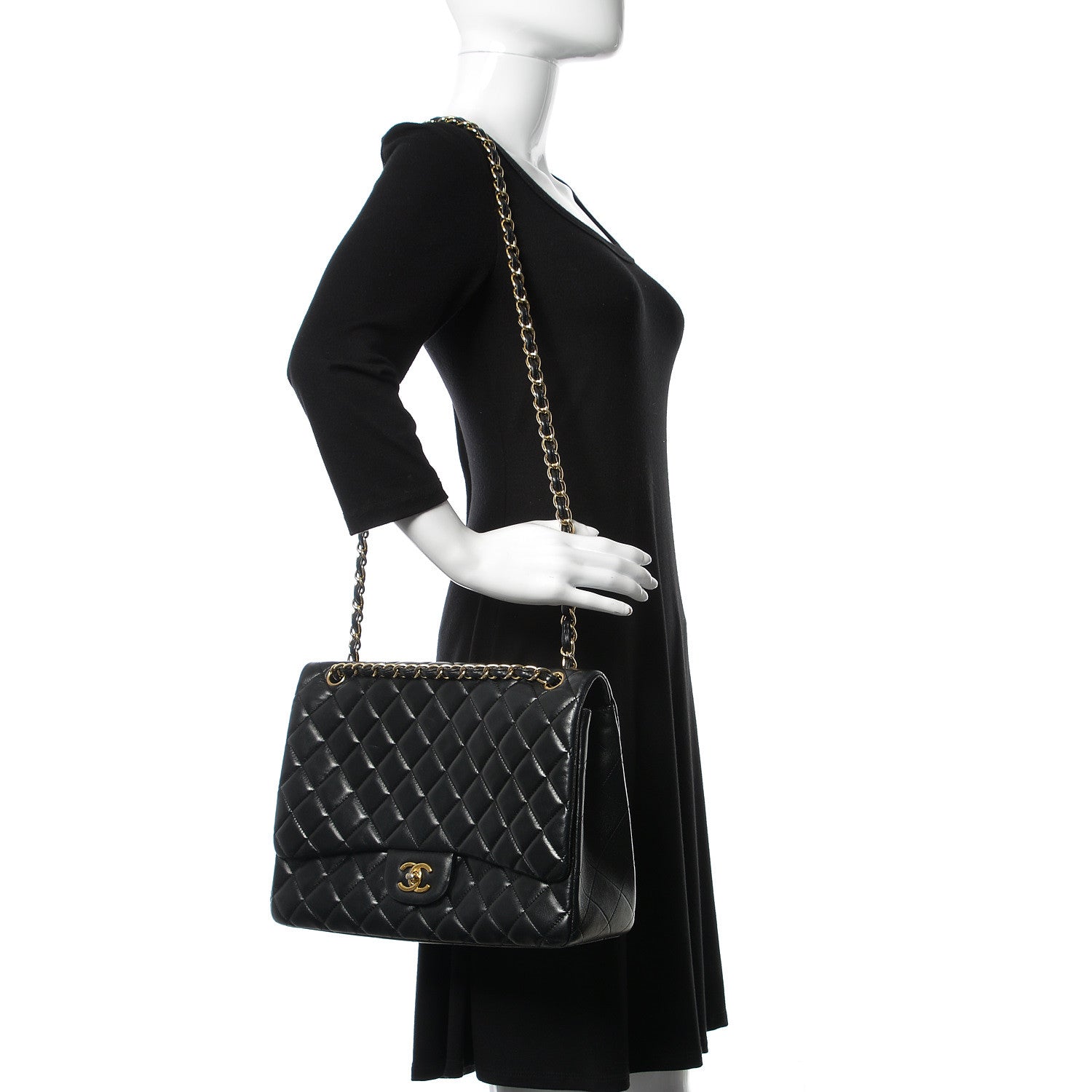 Chanel Lambskin Quilted Maxi Single Flap Black 3 of 11