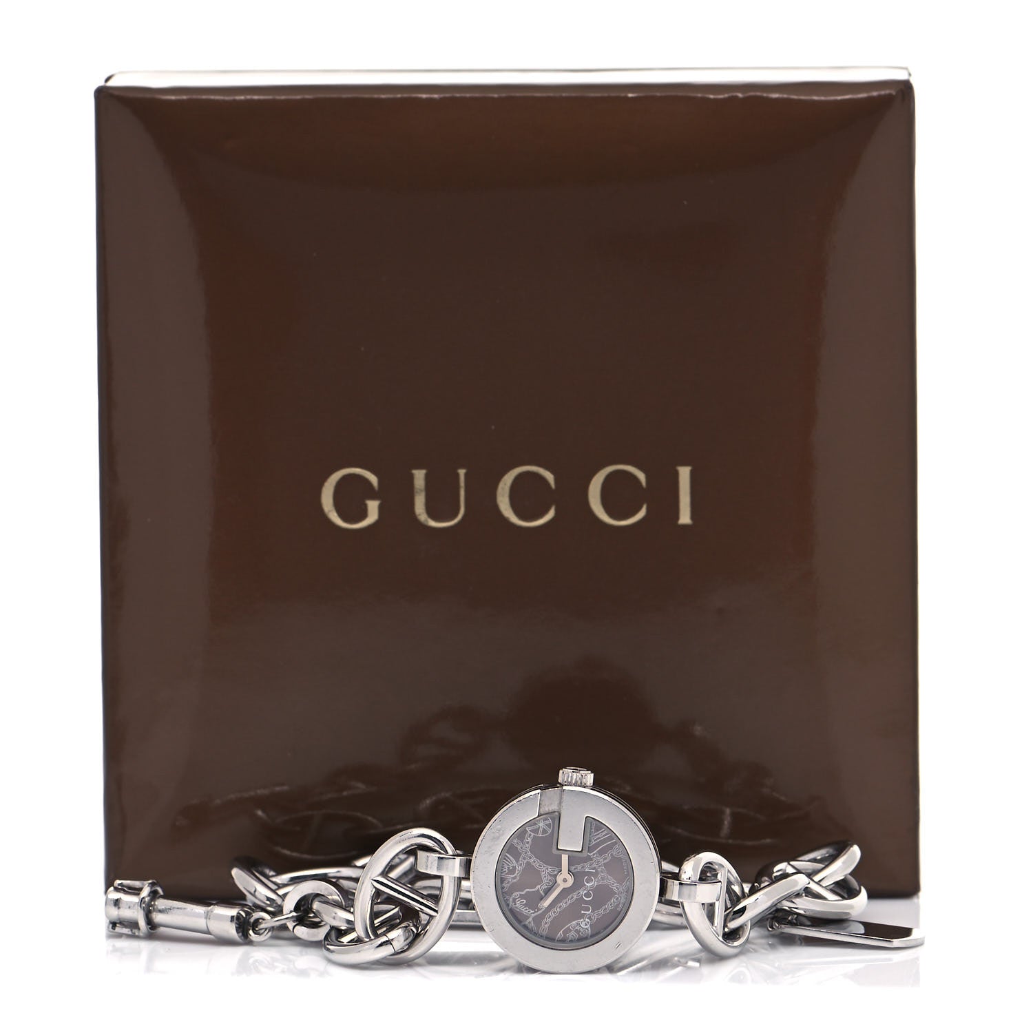 Gucci Stainless Steel 22mm G Charms Quartz Watch Brown 5 of 5