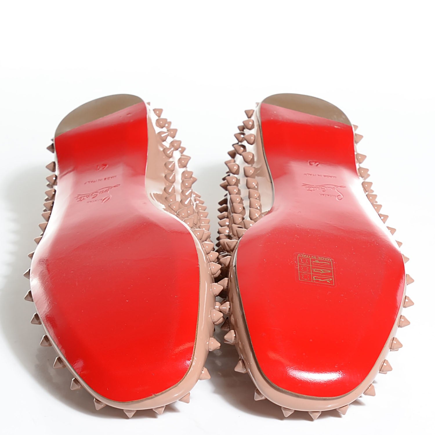 Christian Louboutin Patent Gozul Spikes Flats 41 Nude 6 of 8