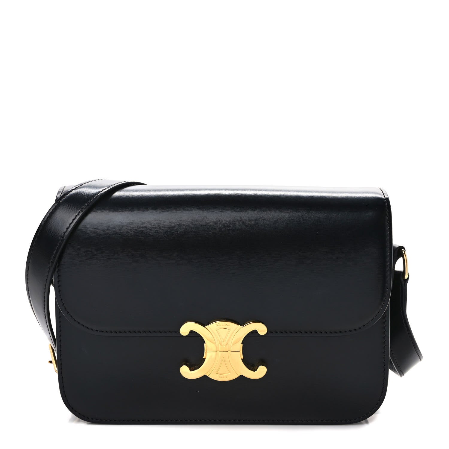 Celine Shiny Calfskin Medium Triomphe Black 1 of 8