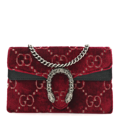 Gucci Velvet GG Monogram Super Mini Dionysus Shoulder Bag Red Cipria Black 1 of 9