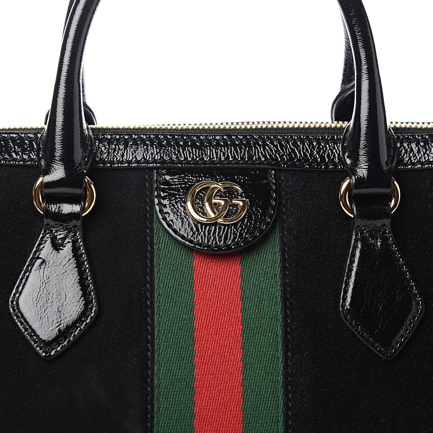 Gucci Suede Patent GG Web Medium Ophidia Boston Black 9 of 9