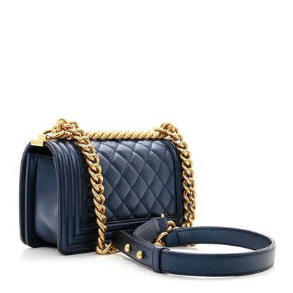 Chanel Metallic Calfskin Quilted Small Boy Flap Blue 3 of 10