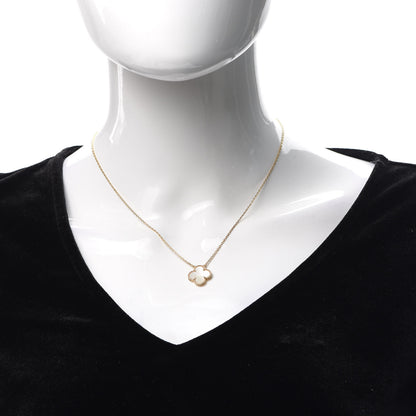 Van Cleef & Arpels 18K Yellow Gold Mother of Pearl Vintage Alhambra Pendant Necklace 2 of 5