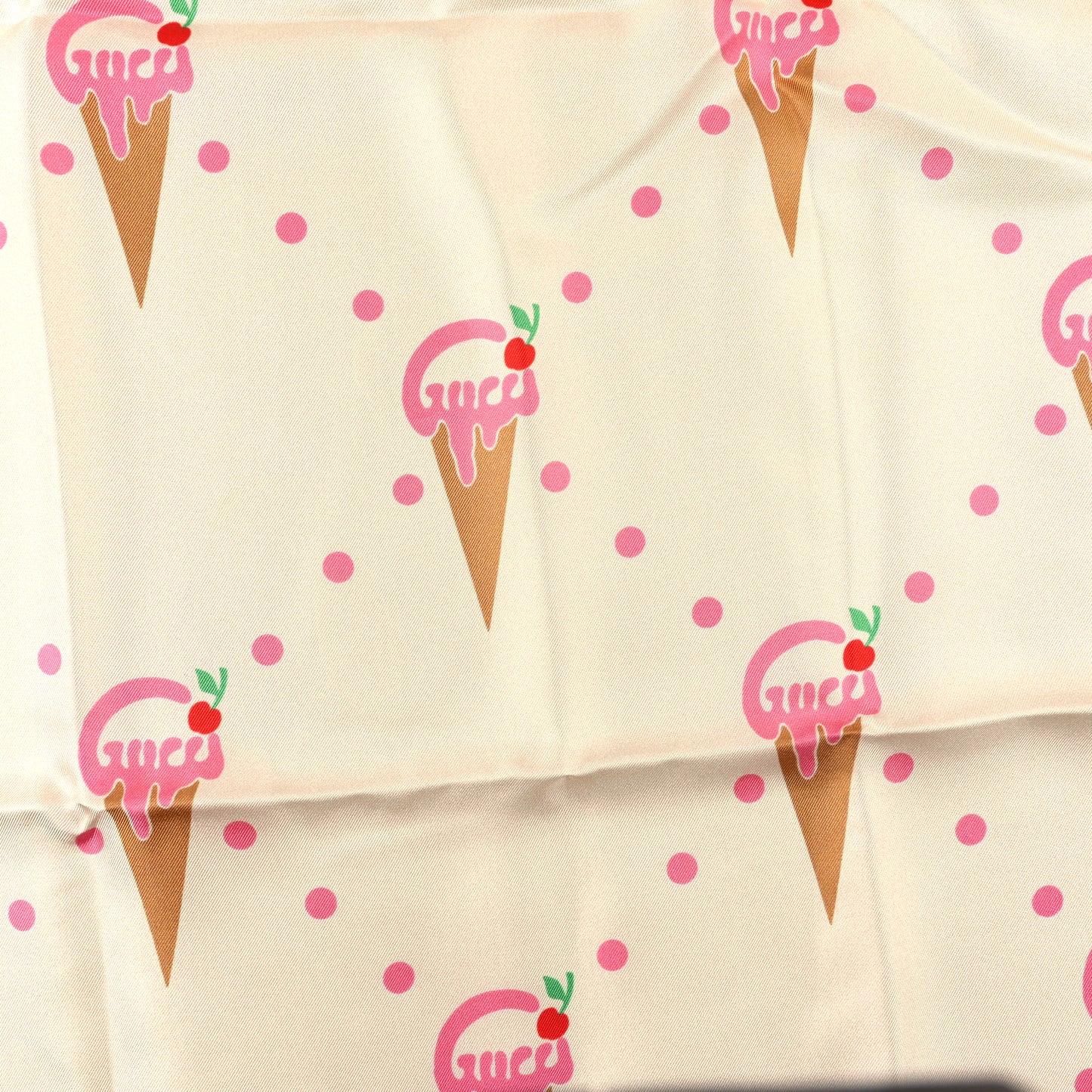 Silk Monogram Ice Cream Square Scarf White