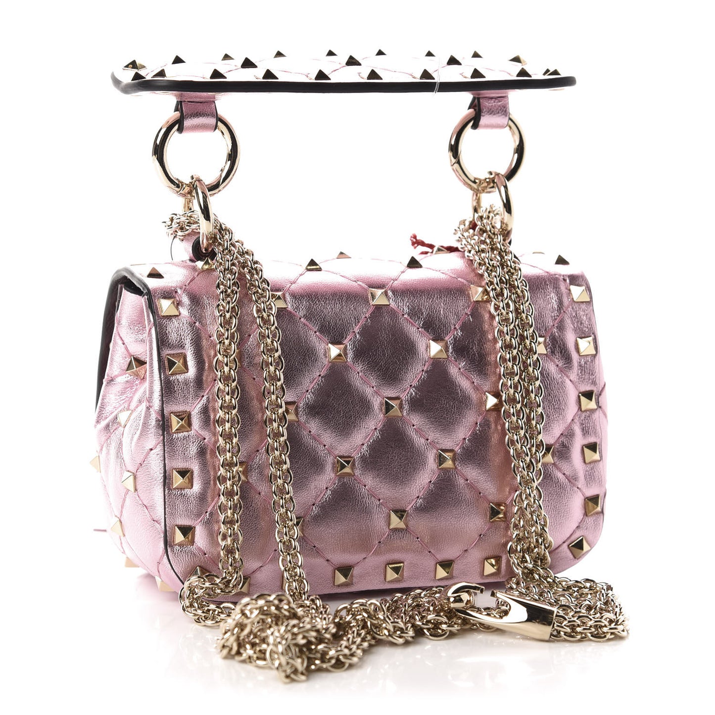 Metallic Nappa Micro Rockstud Spike Shoulder Bag Giacinto