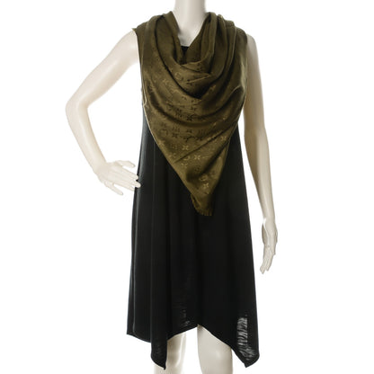 Louis Vuitton Silk Wool Monogram Shawl Kaki 2 of 5