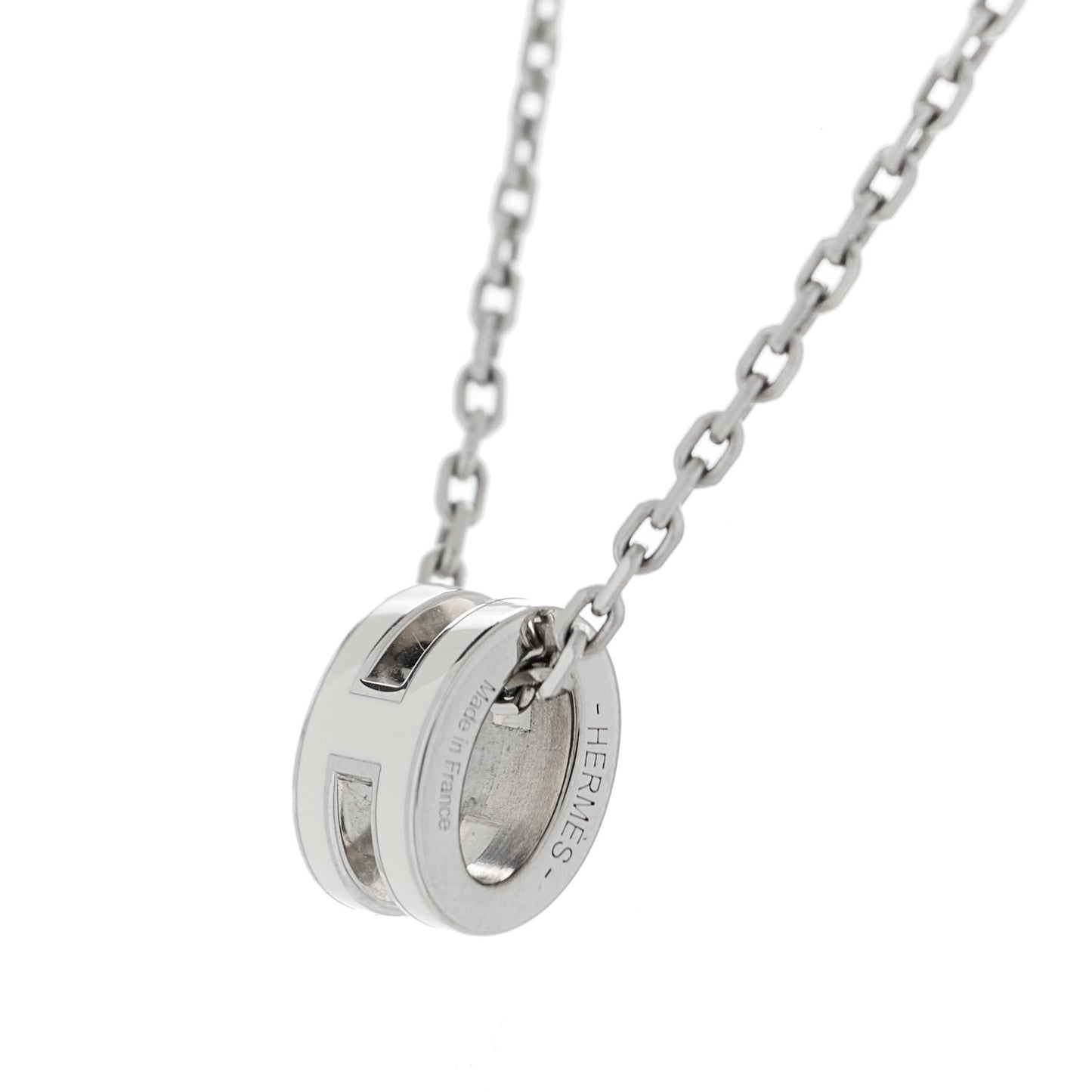 Lacquered Palladium Mini Pop H Pendant Necklace White