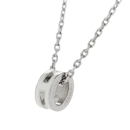 Hermes Lacquered Palladium Mini Pop H Pendant Necklace White 4 of 4