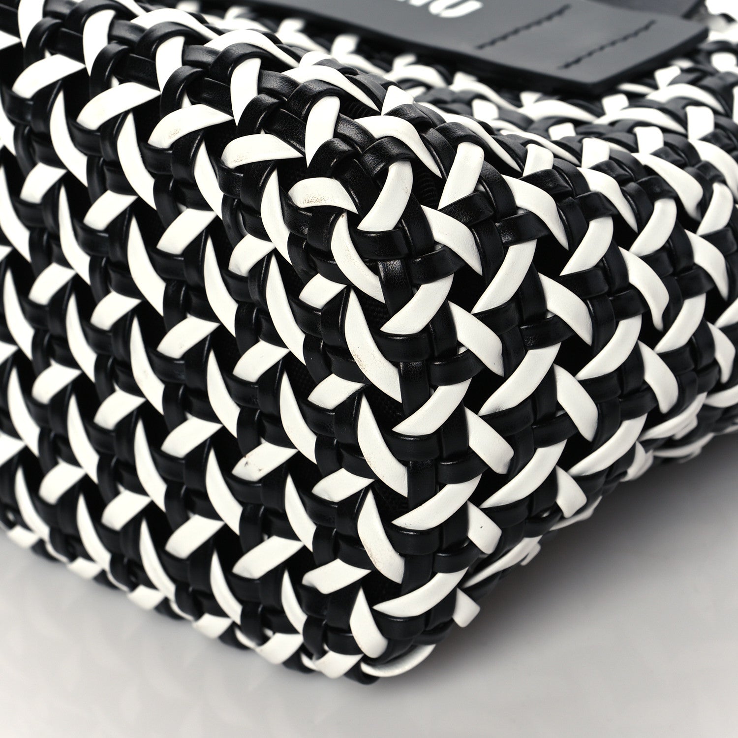 Miu Miu Nappa Matelasse Wicker Basket Bag Black White 8 of 8