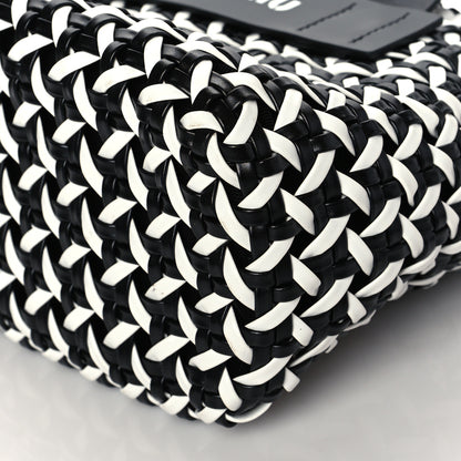 Miu Miu Nappa Matelasse Wicker Basket Bag Black White 8 of 8