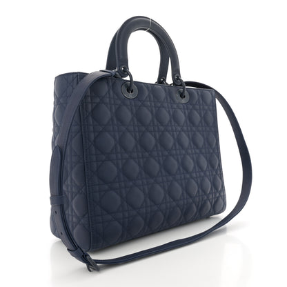 Christian Dior Ultra Matte Calfskin Cannage Large Lady Dior Blue 3 of 14