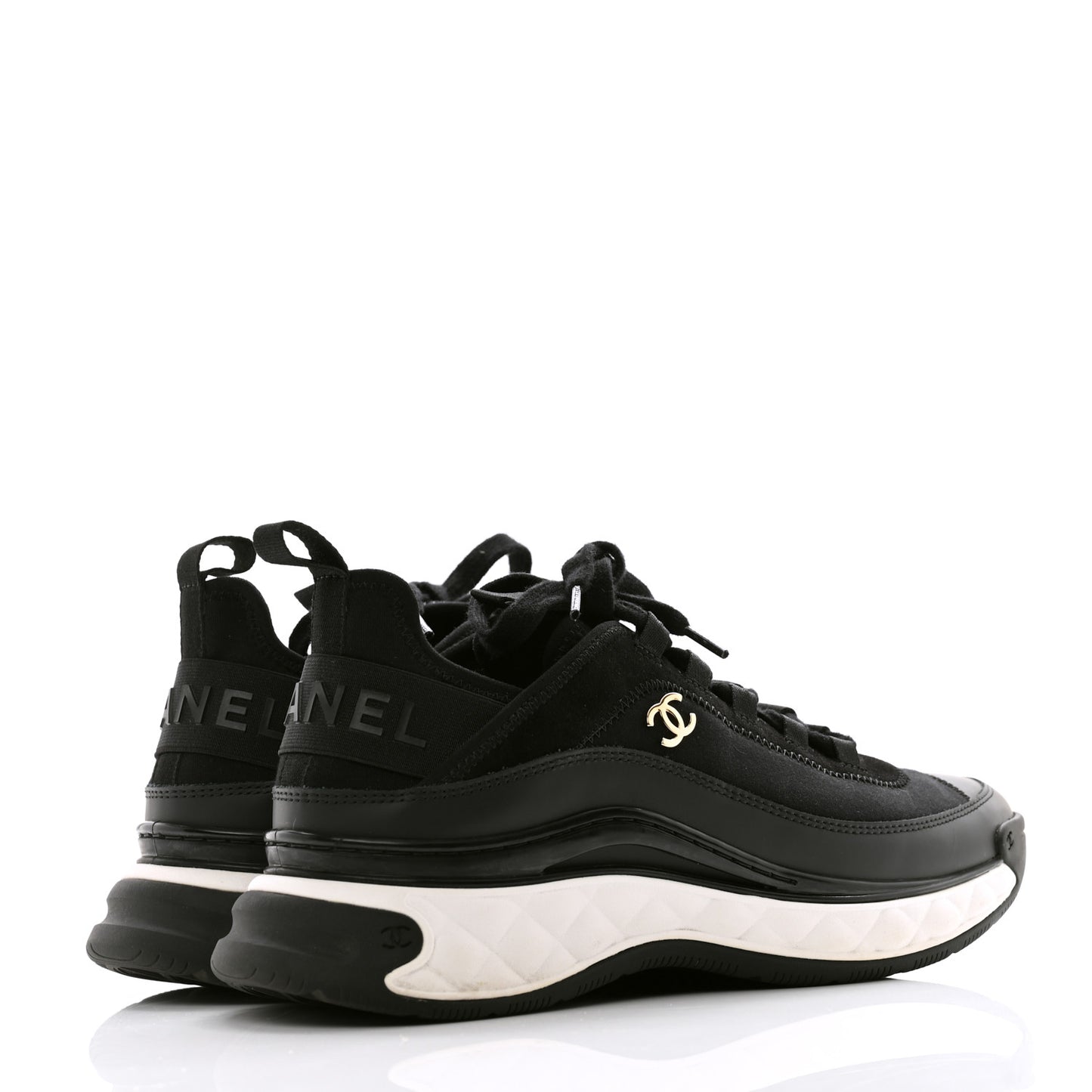 Velvet Calfskin Mixed Fibers CC Sneakers 40 Black
