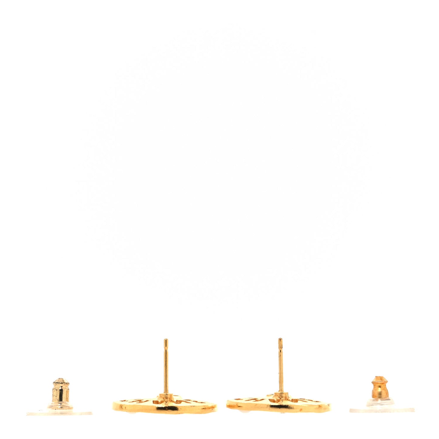Metal Crystal Pearl Coco Round Earrings Gold