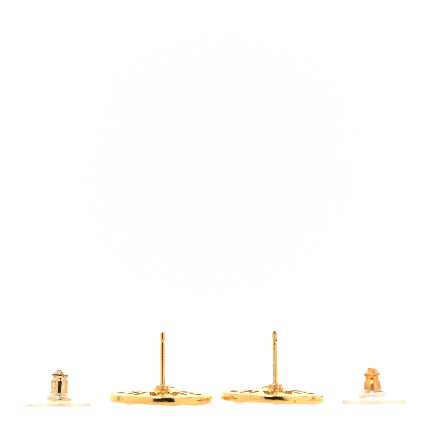 Chanel Metal Crystal Pearl Coco Round Earrings Gold 3 of 4