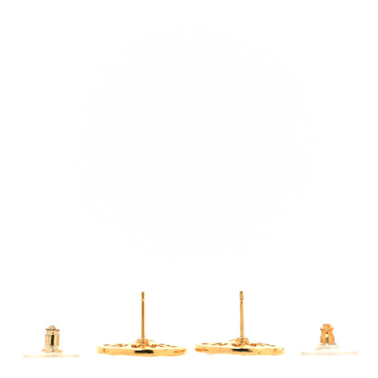 Chanel Metal Crystal Pearl Coco Round Earrings Gold 3 of 4