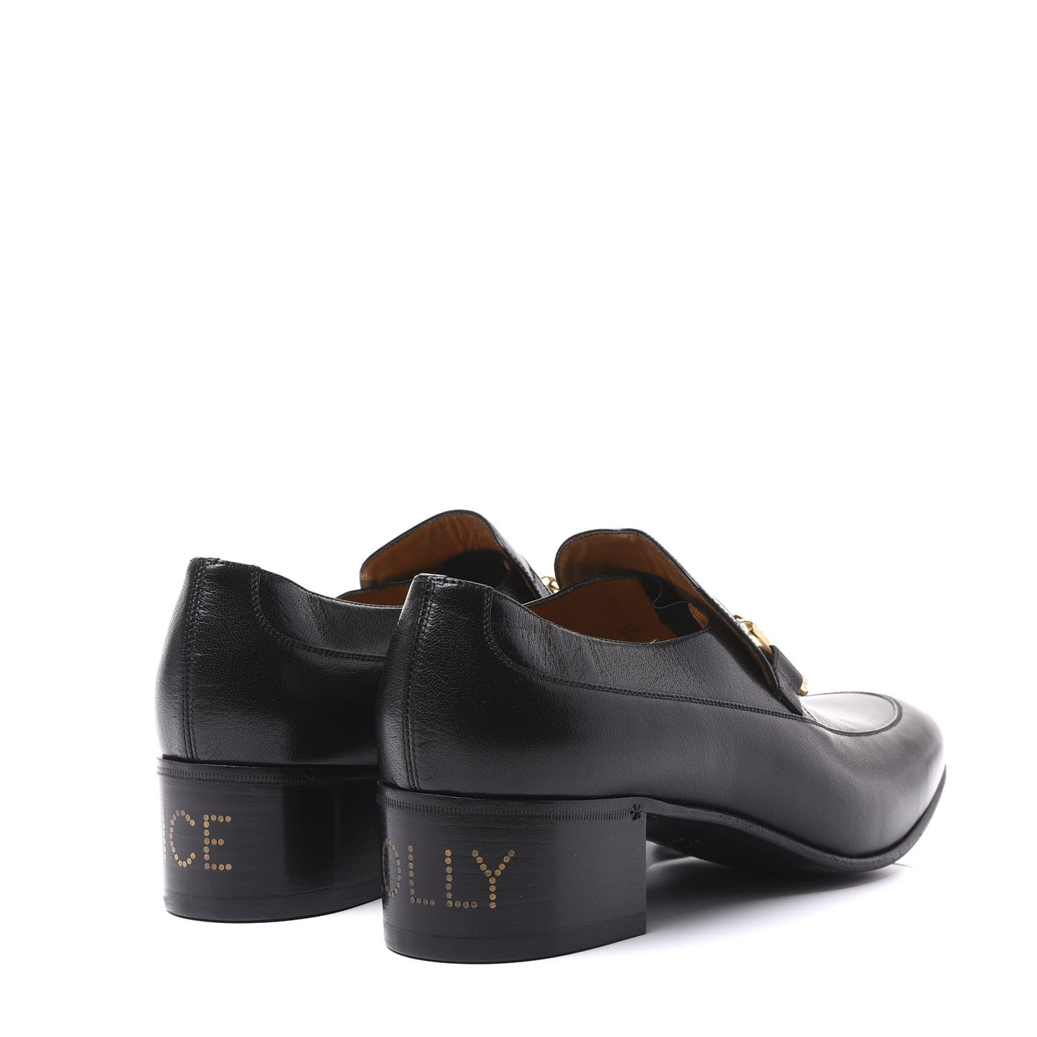 Gucci Goatskin Mens Chain Mid Heel Loafers 9.5 Black 4 of 9