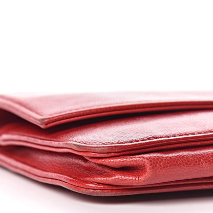 Chanel Caviar Sevruga Wallet on Chain WOC Red 10 of 12