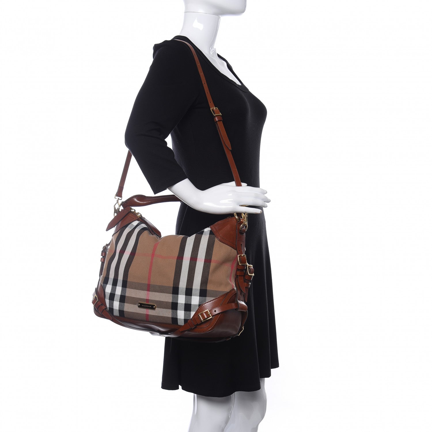 Burberry House Check Bridle Calfskin Small Ledbury Hobo Dark Tan 2 of 12